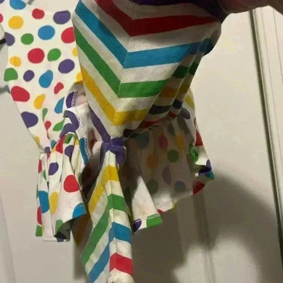 Vintage Happy Kids 3T Jumpsuit w built in skirt polka dot Velcro Bow on back - Picture 4 of 6